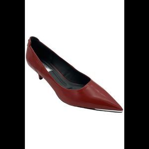 Franco Sarto Kalsa Leather Kitten Heel Pumps Red Leather - Medium